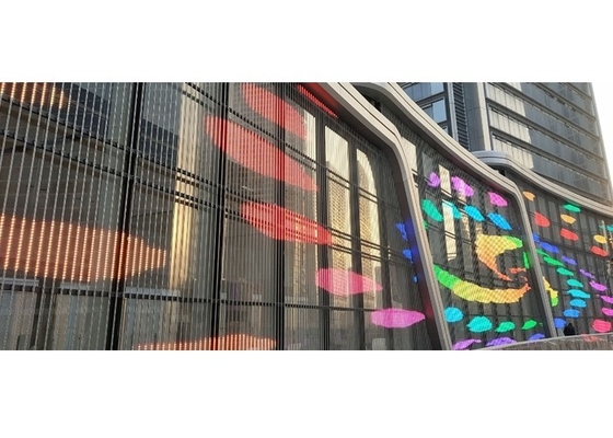 Duidelijke doorzichtige led video muur P3.91 Indoor Led Mesh Curtain Signage Displays Led Screen