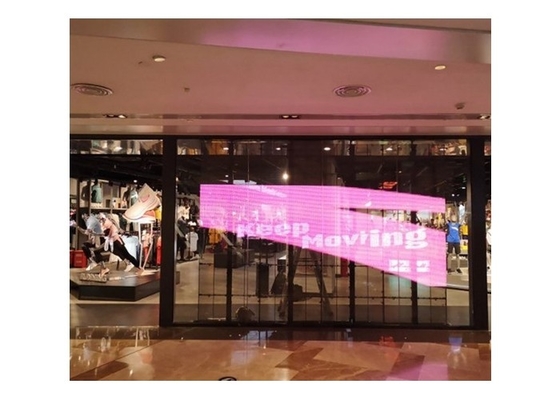 Duidelijke doorzichtige led video muur P3.91 Indoor Led Mesh Curtain Signage Displays Led Screen