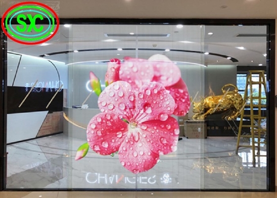 Doorzichtig led scherm P3.91-7.82 Volledig gekleurde glazen ramen gemonteerd voor sieraden