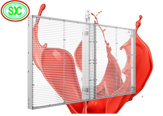 Doorzichtig LED-scherm binnenshuis P3.9-7.8 Full Color SMD Curved Led Video Wall Glass For Showcase