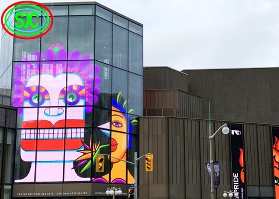 Indoor Full Color Transparent Led Screen P3.91 Glasvensters gemonteerd voor winkelcentrum