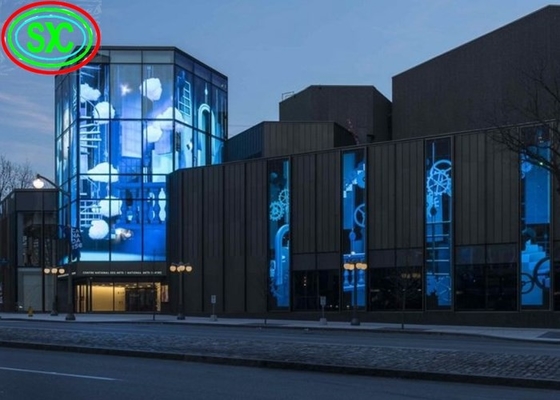 Winkelcentrum Mode Volle kleur P3.91-7.82 Doorzichtig LED-scherm Glas gordijnmuur