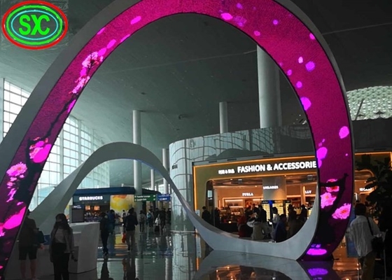 P3.91 360° Buiten Volkleurige Kolom Sfeer LED Display Scherm Gebouw Billboard