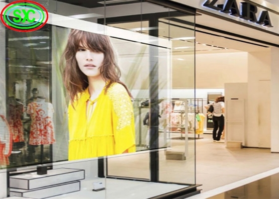 Indoor P3.9-7.8 Full Color Transparent Led Display Screen Smd Gekromd Glas Voor Vitrine
