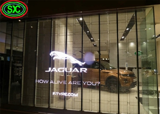 Duidelijke doorzichtige led videomuur P3.91 Indoor Led Mesh Curtain Signage Led Screen