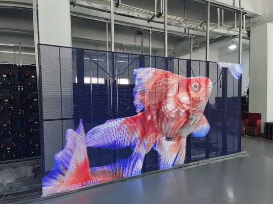 Duidelijke doorzichtige led videomuur P3.91 Indoor Led Mesh Curtain Signage Led Screen