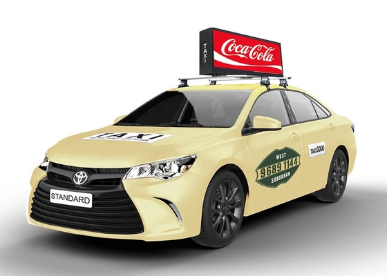 Waterdicht LED-tekenbeeld van auto's, buiten full-color taxi dak scherm dubbelzijdig