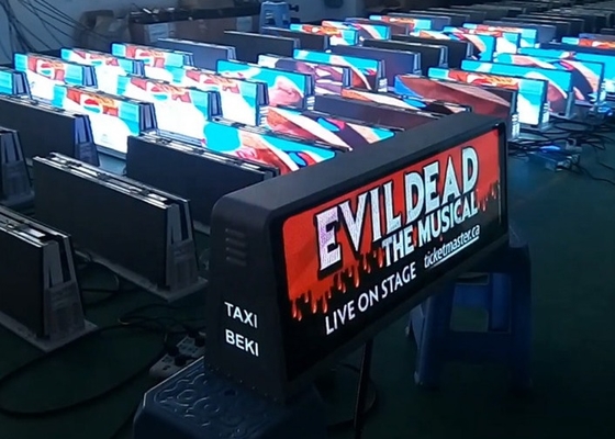 Waterdicht LED-tekenbeeld van auto's, buiten full-color taxi dak scherm dubbelzijdig