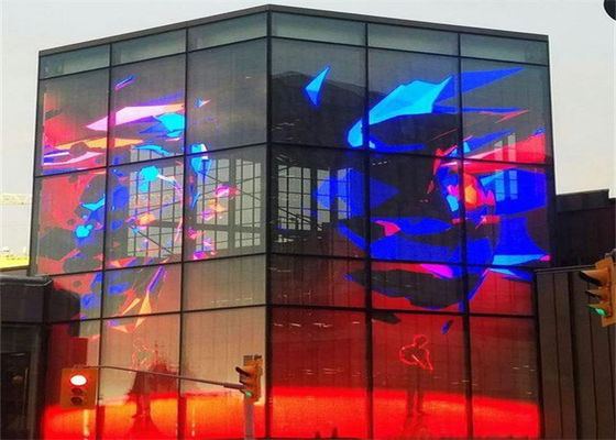 Lange levensduur van 50 000 uur voor LED-doorzichtig scherm geschikt voor bouwwerkzaamheden en interactieve media