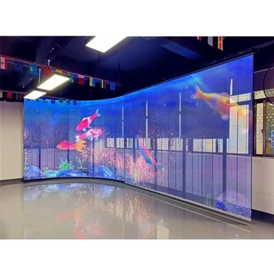 Waterdicht Mesh Doorzichtig LED Glaswand P3.91-7.82 Volle kleur 160H/140V Kijken hoek 1920-3840Hz Vernieuwingssnelheid