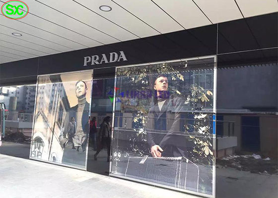 Hoge helderheid doorzichtig LED-paneel, Full Color Signage SMD2121 led transparant display