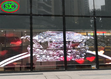Doorzichtig LED-scherm binnenshuis P3.9-7.8 Full Color SMD Curved Led Video Wall Glass For Showcase