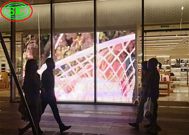 Doorzichtig LED-scherm binnenshuis P3.9-7.8 Full Color SMD Curved Led Video Wall Glass For Showcase