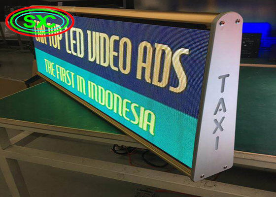 Waterdicht LED-tekenbeeld van auto's, buiten full-color taxi dak scherm dubbelzijdig