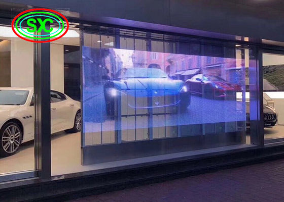 Doorzichtig LED-scherm binnenshuis P3.9-7.8 Full Color SMD Curved Led Video Wall Glass For Showcase