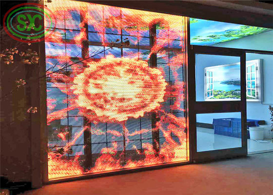 Lichte gewicht Aluminium frame SMD1921 Transparent LED Screen transparant led gordijn display