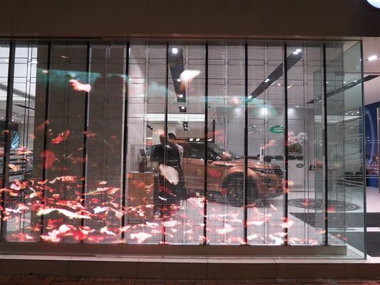Plastic Material Ultra-dun Full Color LED Screen Transparent Video Wall Uitgerust met SMD2121 LED Lamp