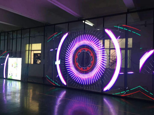 Plastic Material Ultra-dun Full Color LED Screen Transparent Video Wall Uitgerust met SMD2121 LED Lamp