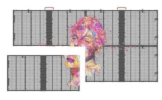 Doorzichtig LED-scherm binnenshuis P3.9-7.8 Full Color SMD Curved Led Video Wall Glass For Showcase