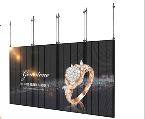 Waterdicht Mesh Doorzichtig LED Glaswand P3.91-7.82 Volle kleur 160H/140V Kijken hoek 1920-3840Hz Vernieuwingssnelheid