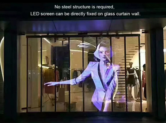Buiten P7.8-7.8 video doorzichtig led scherm, 4500Cd helderheid 4G, WI-FI buiten led scherm display