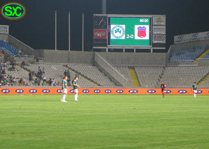 P10 openlucht reclame timing en het noteren stadionvoetbal geleide vertoningen