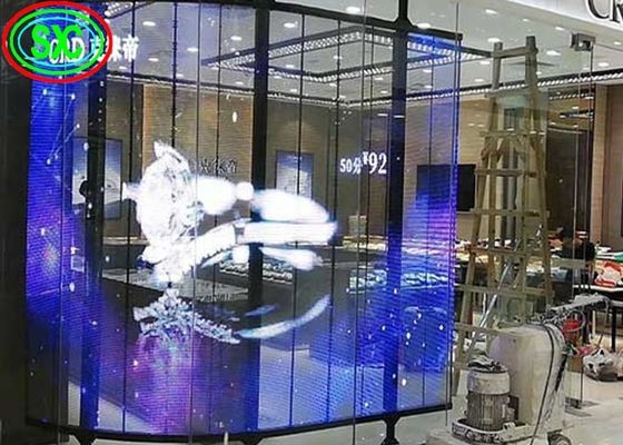 Goede prijs SMD2121 Transparante LED-scherm Volkleurige advertentie Vensterborden Doorzichtige LED-scherm online