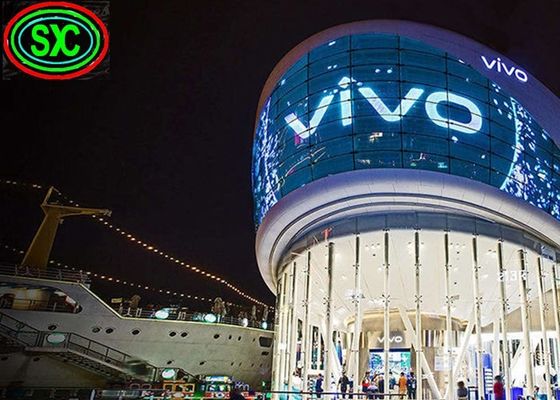Goede prijs P3.91 Doorzichtig volkleurig LED-scherm 1500 cd/m2 Voor glazen gordijnwanden online