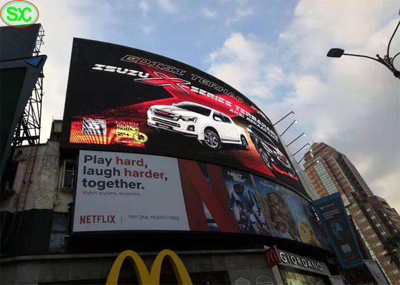 De gebogen Grote Openlucht Geleide de Vertoningsschermen van P10, leidden het Videoscherm SMD3535 IP65