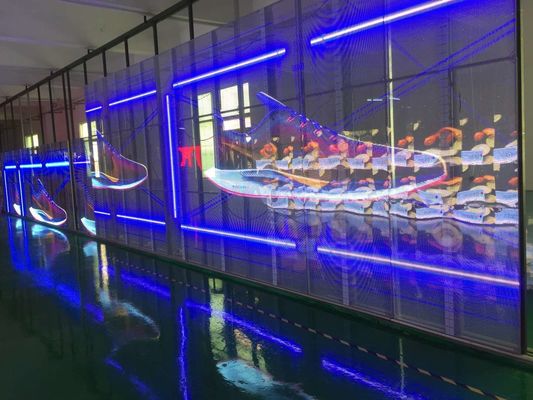 Goede prijs 1R1G1B Transparent LED drapery display IP43 62500 Dots/Sqm 3 jaar garantie online